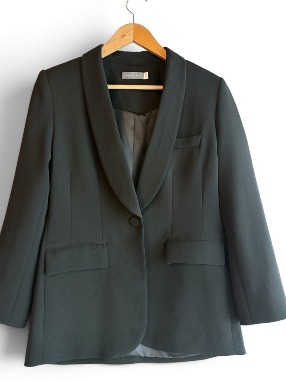 Mint Velvet Black Shawl-Collar Single-Button Blazer US Size 6